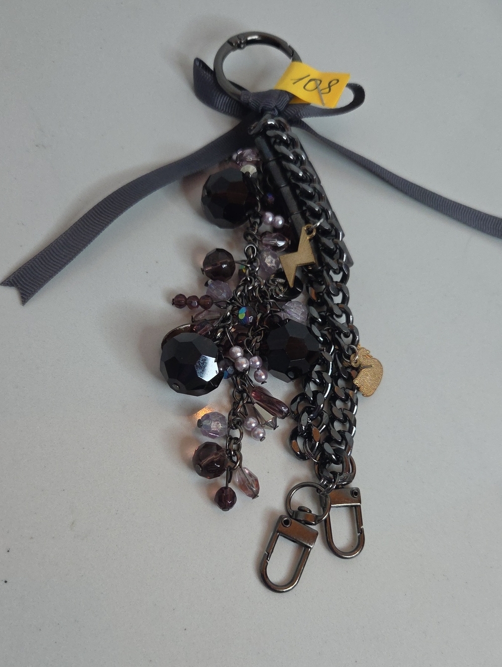 108 -Gunmetal and Amethyst BagCharm